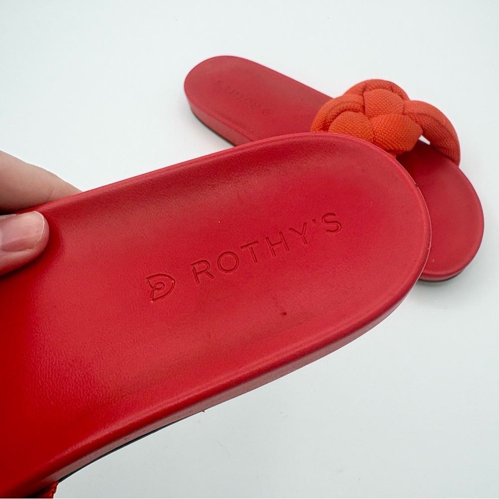 Rothy's Braided Strap Slide Sandals in Coral Orange - Picture 5 of 9